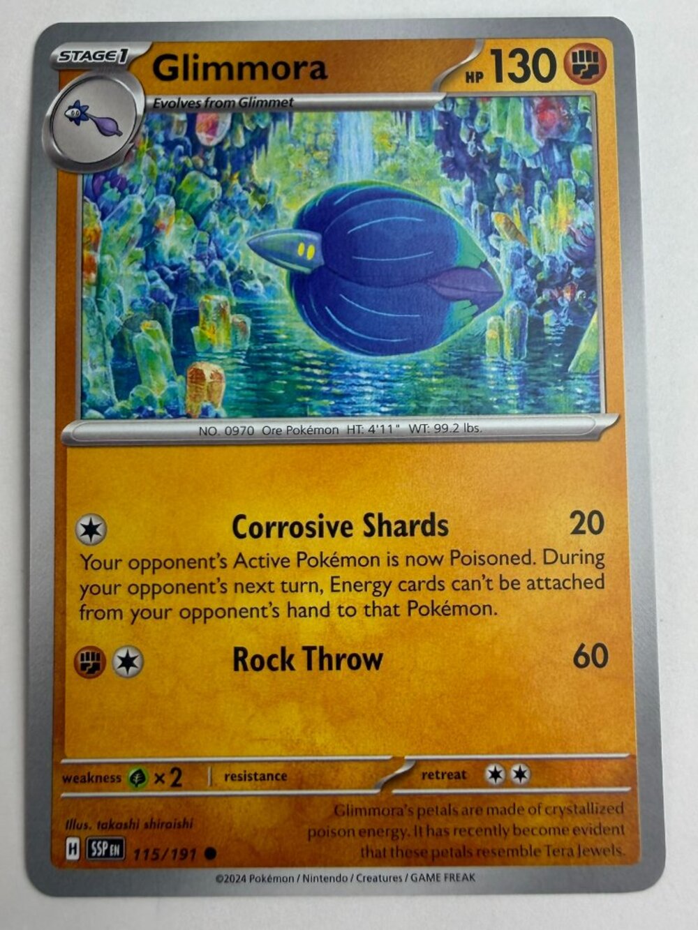 Pokemon TCG NM Glimmora 115/191 Sv08: Surging Sparks Regular